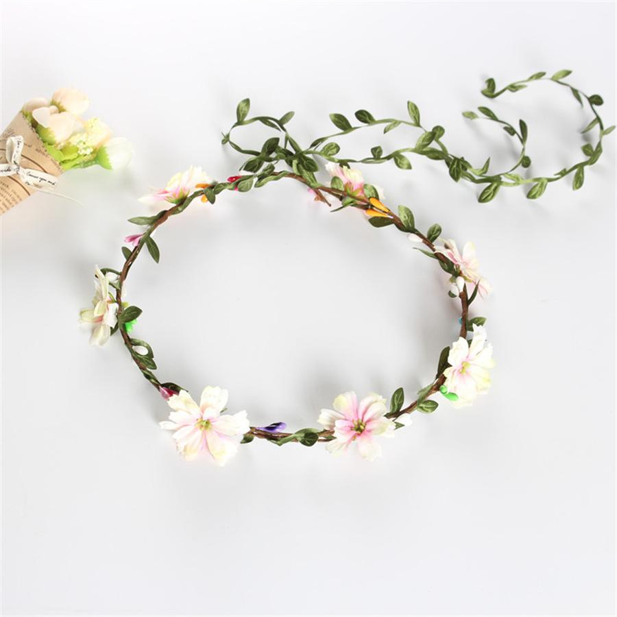 Neue Mode Böhmischer Kranz Haarband Blumenkrone Frauen langes Rattan Simulationsblume Stirnband Kopfschmuck Frühling Haarschmuck