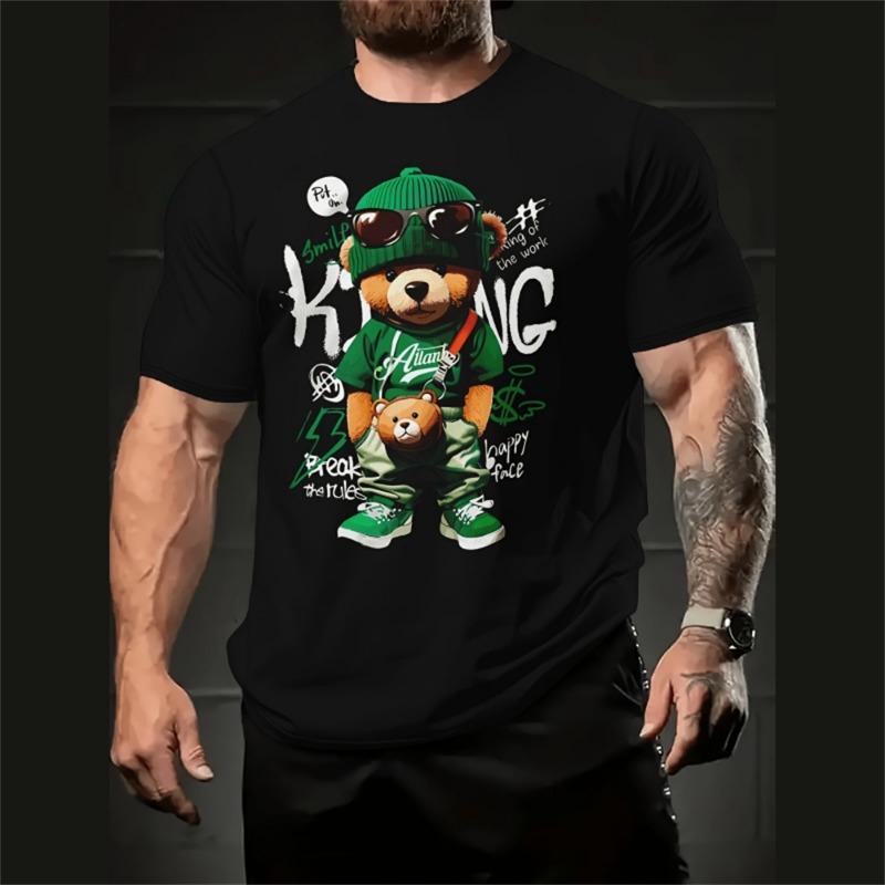Fun Cartoon Duck Print Men's T-Shirt Casual Summer Casual Short Sleeve Pullover Fashion T-Shirts Outdoor Male Overszied Clothing