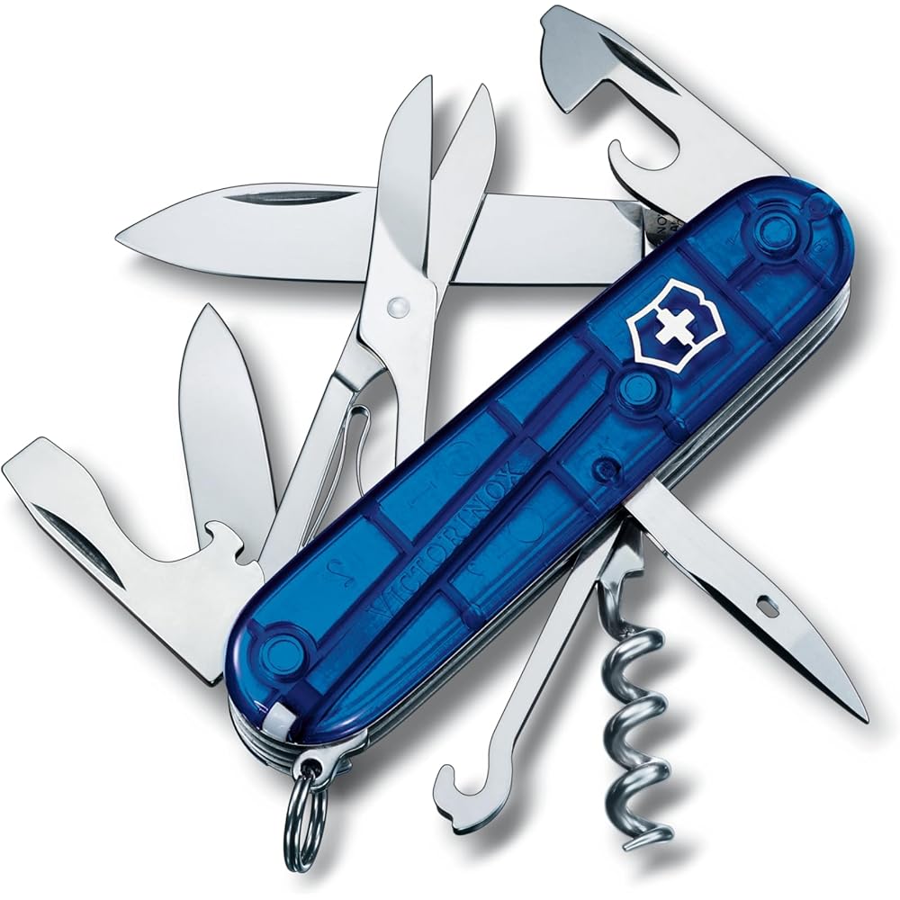 

Victorinox Climber Translucent Blue Multi-Tool Swiss Army Knife 14 Functions Scissors Trekking Hiking Gear