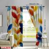 Set Of 2 Colorful Leaf Curtain Window Decor Polyester Home With Rod Pocket Light Filtering
