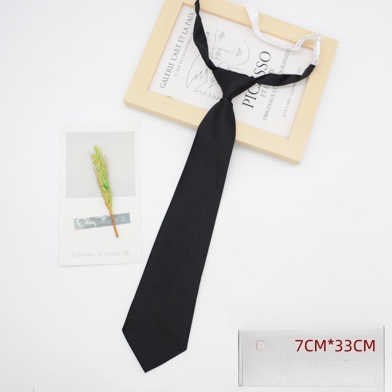 JK Tie, Japanese University Style, Black, Dark Grey Navy Blue School Uniform, No Knots