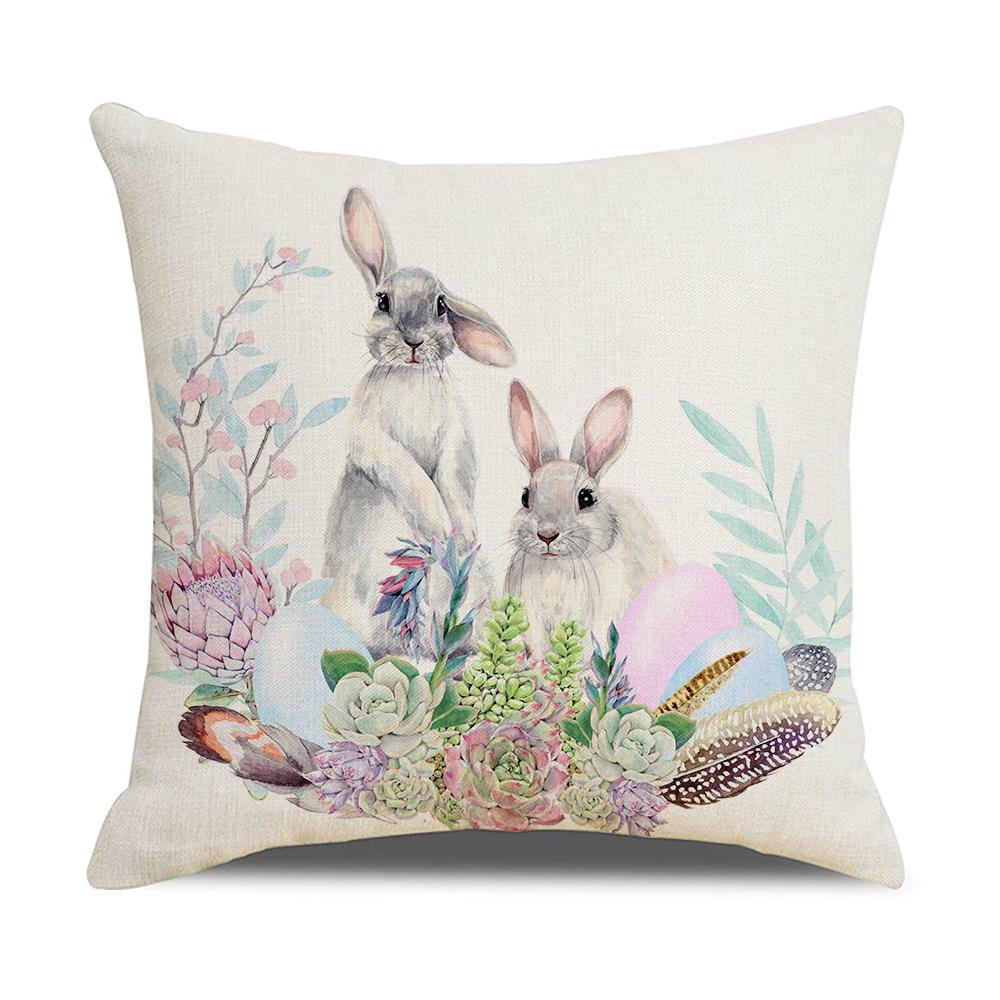 Cartoon Easter Pillowcase Linen Household Products Printed Pillowcase Rabbit Series Cushion