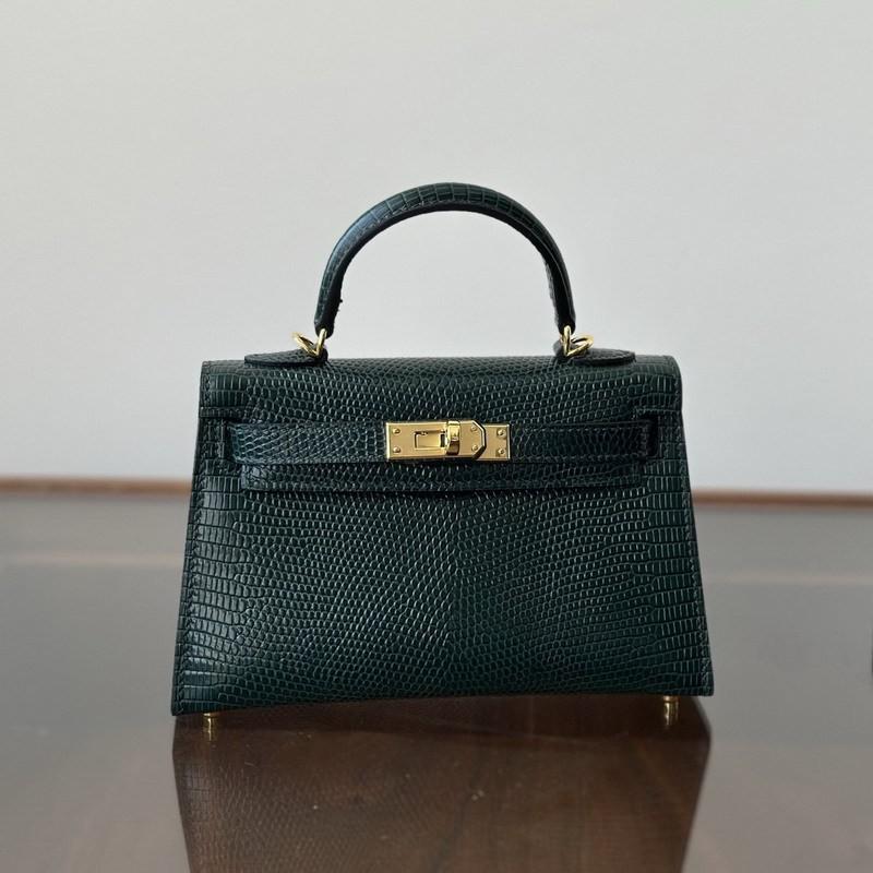 2025 New 19cm Second-generation Kelli Bag Lizard Pattern Cowhide Genuine Leather Single-shoulder Cross-slung Handbag Small Square Women