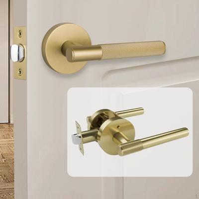 Door Handle for Interior Doors with Lock, Knurled, Round, Keyless Systems,
