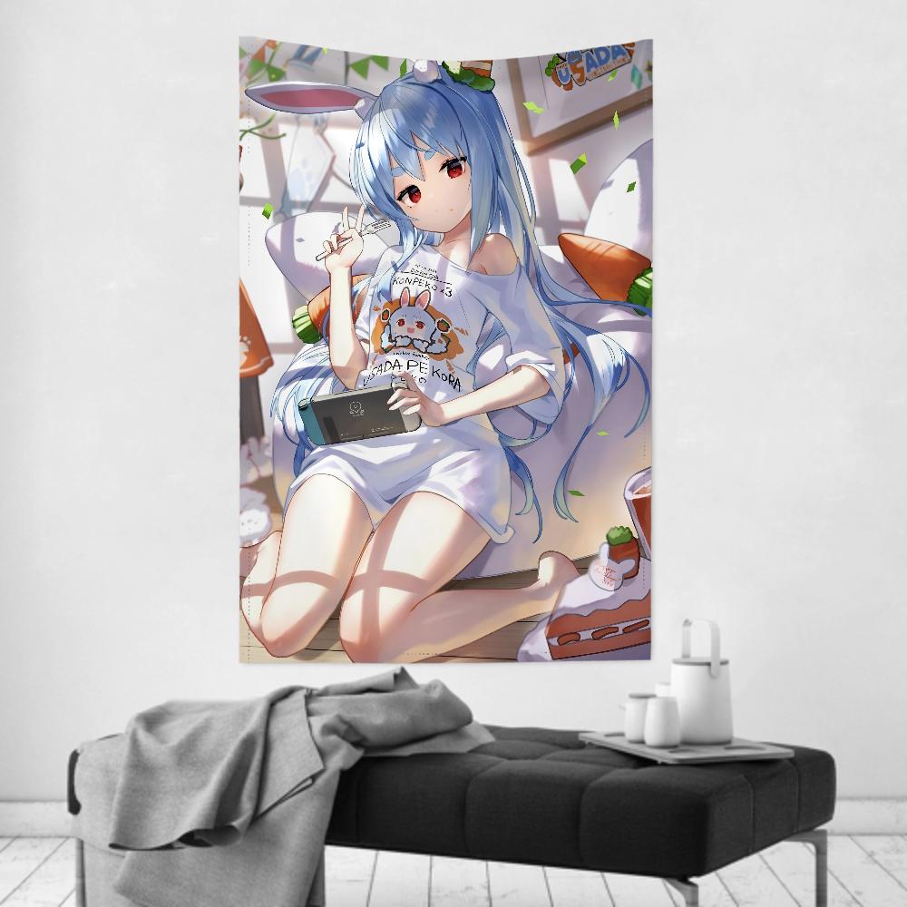 Usada Pekora Anime Tapestry Adorable Print Style Practical as Wall Cloth Party Background Charming Room Decor Home Styling