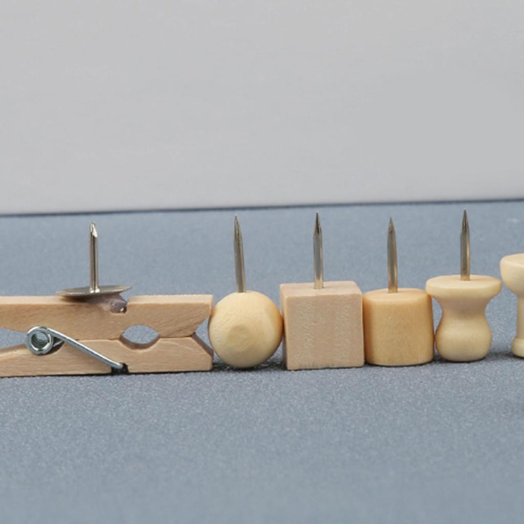 8/12/20/25Pcs Cork Board Thumb Tacks Wood Head Pin Steel Points Map Marking Pins