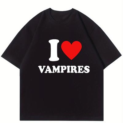 Dámské Vtipné Tričko s Potiskem I Love Vampires Letní Sportovní Tričko na Běhání Krátký Rukáv Písmenný Potisk Tričko pro Ženy Dívky Horní Díly
