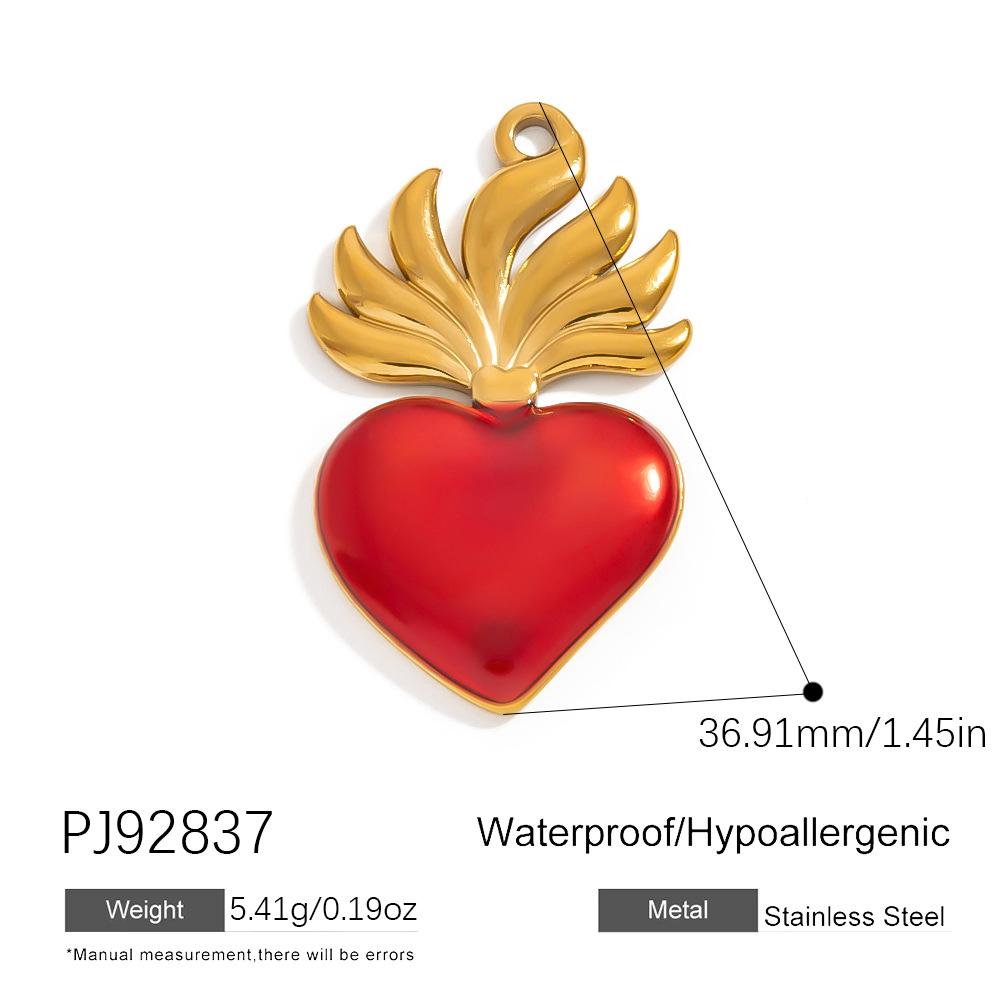 SUMMLY Trendy Wings Flame Heart Valentine's Day Pendant 18K Gold Plated Stainless Steel Romantic Charms Fashion Jewelry
