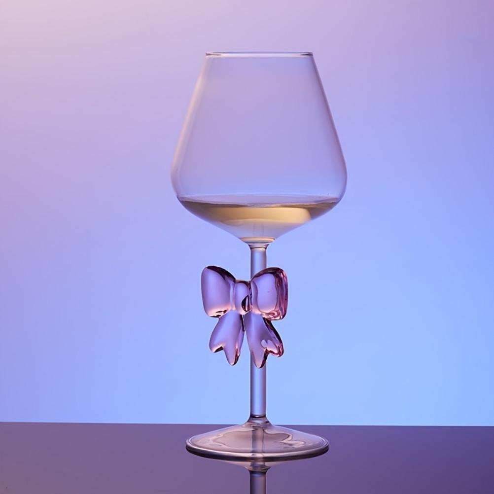 Decorazione in Vetro con Fiocco Rosa Bicchiere Calice Manico a Fiocco Occhiali Resistente al Calore Alto Borosilicato Ciotola per Dessert Gelato Regali per Feste