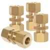 Uenede 4 Pcs Brass Compression Tube Fittings Union 1/4" Tube OD X 1/4" Tube OD Coupler Connector Pipe Fitting