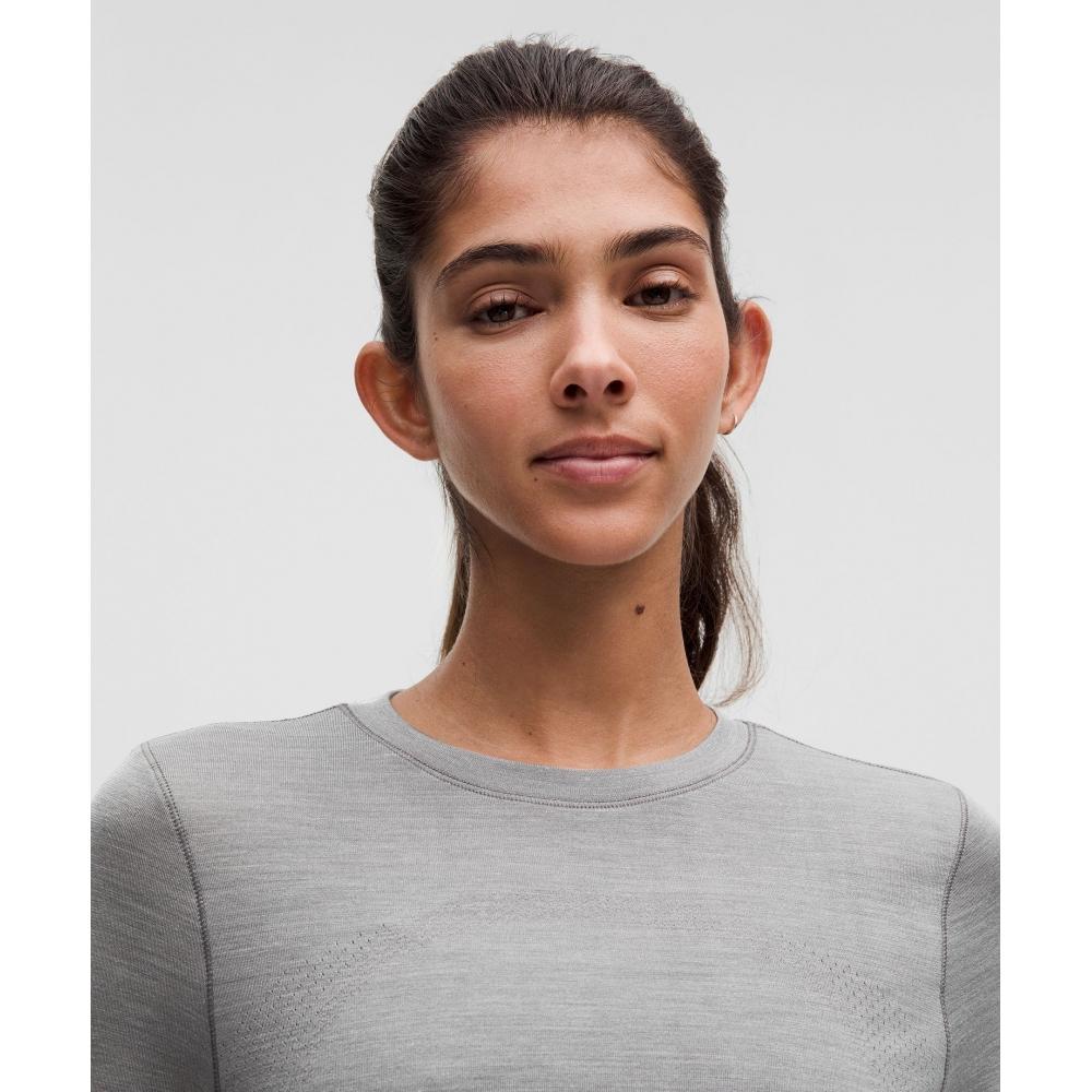 Lululemon Swiftly Wool Long Sleeve Shirt  Waist Length Slate White