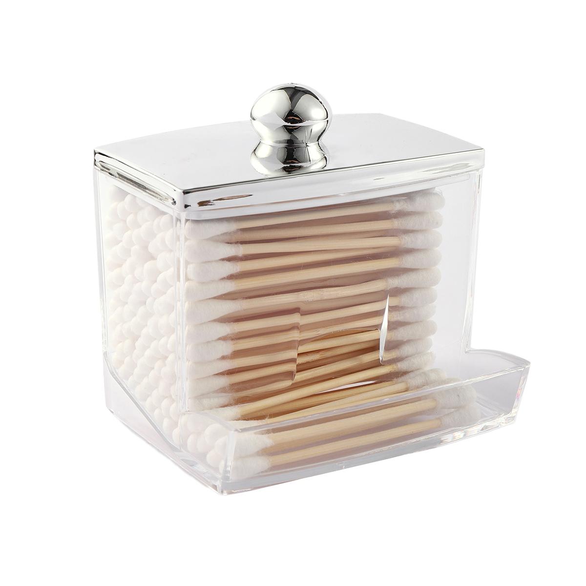 

1/3 шт. Диспенсер для ватных палочек, контейнер для ванной комнаты с золотой крышкой, держатель для ватных шариков на 10 унций, прозрачный пластиковый органайзер для аптекарских банок