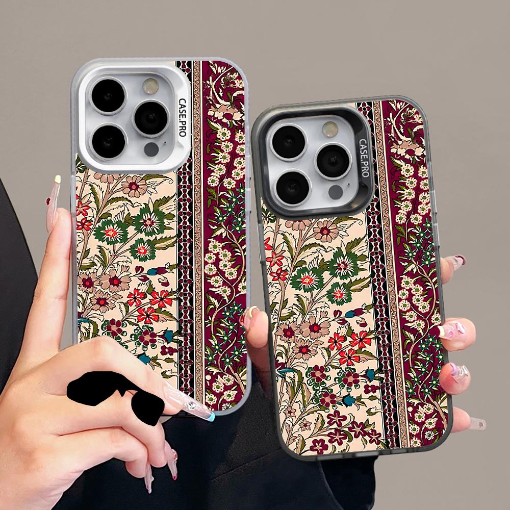 Floral IMD Phone Case For Xiaomi 17 Pro Max 15 T Pro 14 13 12 Pro Mi 11 Lite 5G Shockproof Slim Protective Silver Frame Cover