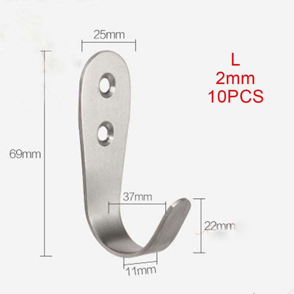 Hook 10XSolid Stainless Steel Wall Mount Single Hook Heavy Duty Rustproof Coat Hanger Crochet Household Hook Cozinha