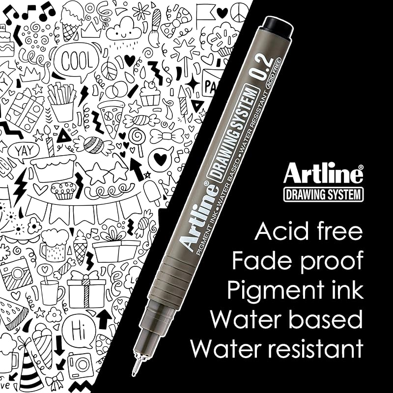 Artline Drawing System Pen Black Ink Assorted Pack Of 4 (0.2,0.4,0.6,0.8) By Anmol Art & Frames 14 чёрный