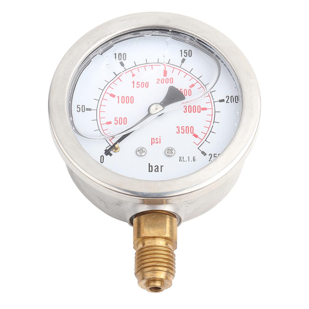 0250Bar 0 3750PSI G14 63mm Dial Hydraulic Water Pressure Gauge Meter
