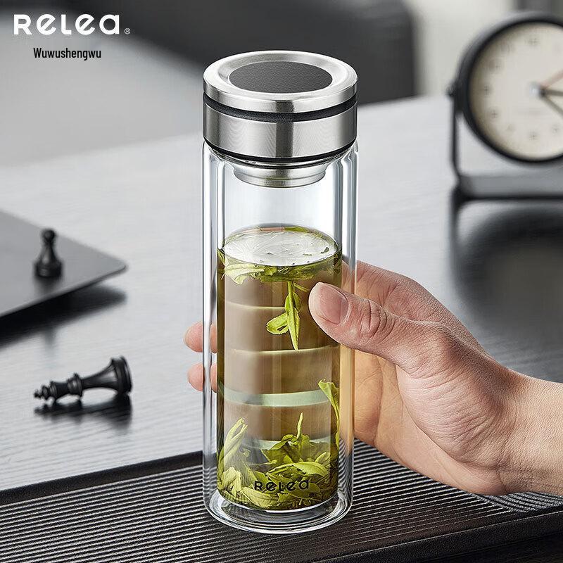 RELEA Clara Double-Layer Glass Tea Infuser Bottle