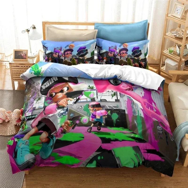3D Printed Game Splatoons Bedding Set Duvet Cover Bedroom Comforter Single Twin King Size Quilt Cover Home Textile