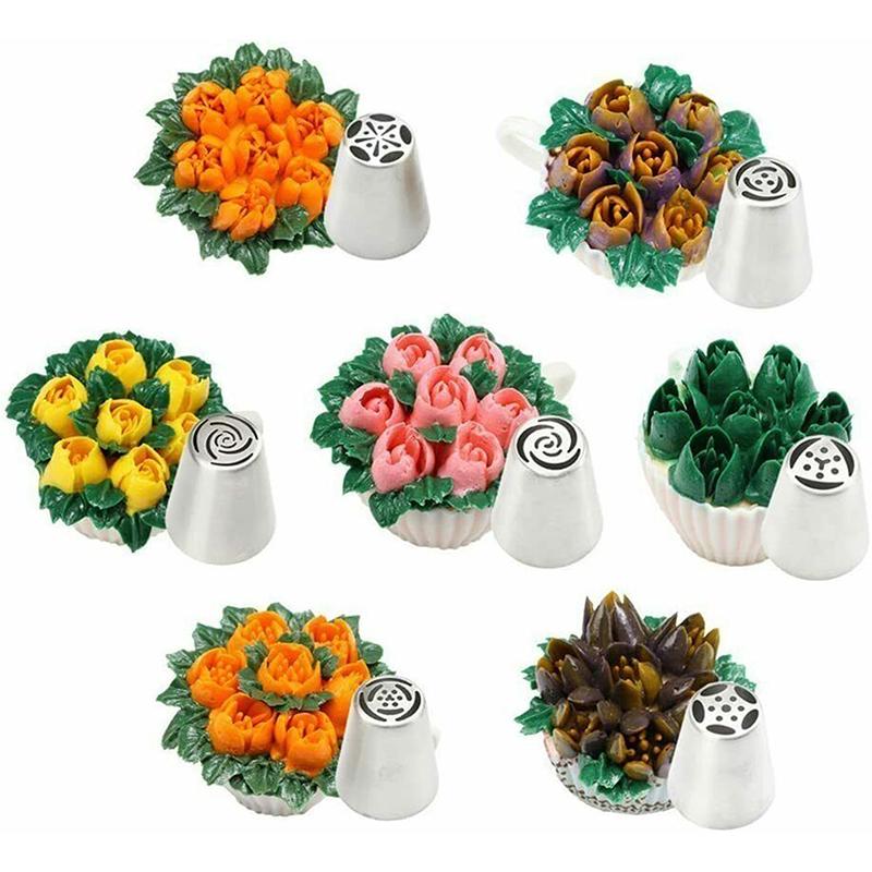 7ks/sada Ruský listový květ Poleva Tipy na trysky Nástavec na dort Dekor Pomůcky na pečení