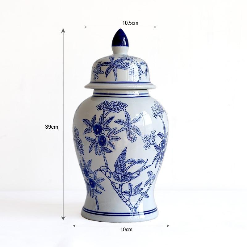 Vaso de Porcelana Azul e Branco Vaso de Cerâmica Garrafa de Porcelana Vintage Vaso de Flores Recipiente de Armazenamento Terrário Decoração de Casa