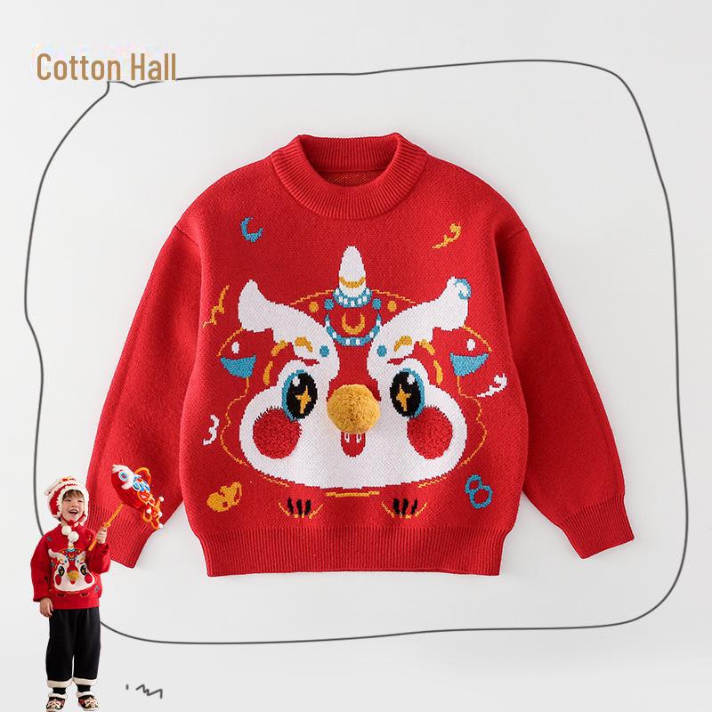 Suéteres de Ano Novo Infantil 2025 - Algodão Tipo A Roupas de Inverno para Meninos e Meninas