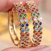 Double Row Small Round Stone Multicolor Crystal Hoop Earrings for Women Vintage Gold Color Ear Buckle Wedding Party Zircon Gift