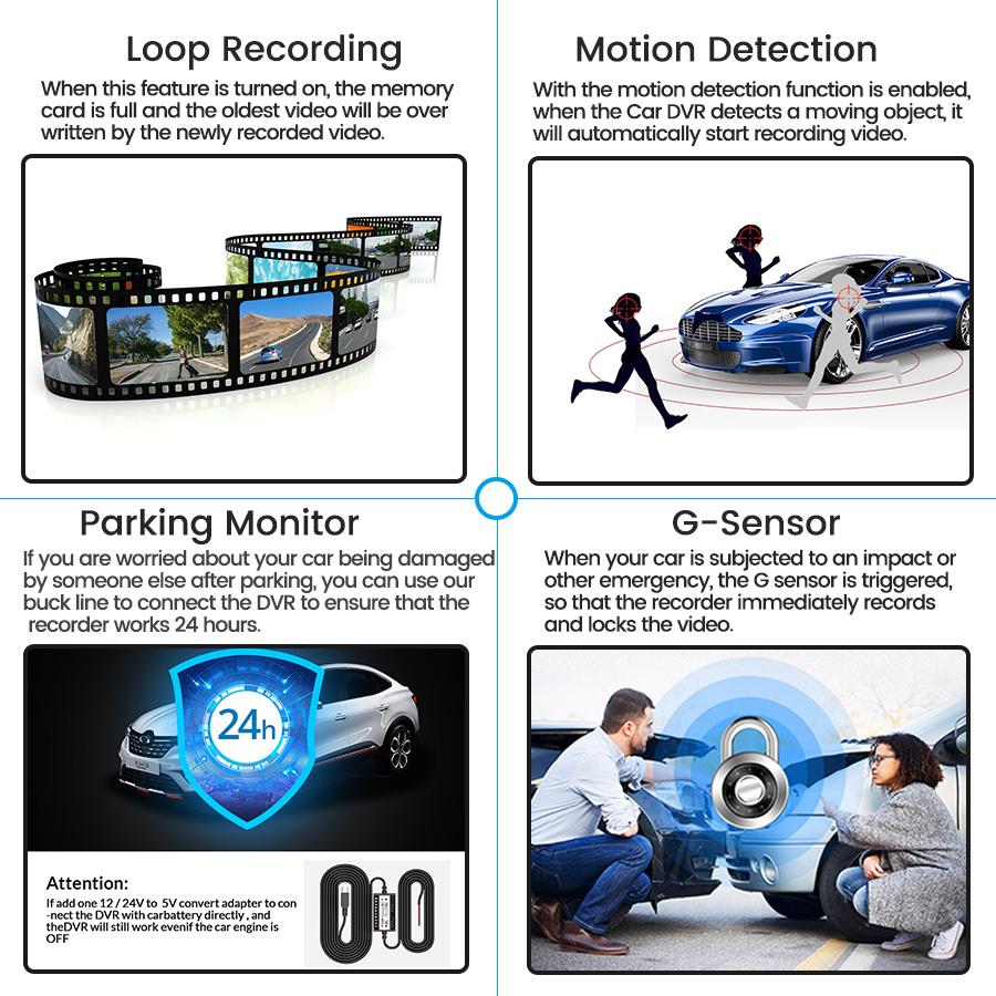 Dash Camera Car Dvr Mirror FHD 1080P 4.3 Inch Dual Len With Rear View Camera Auto Video Recorder