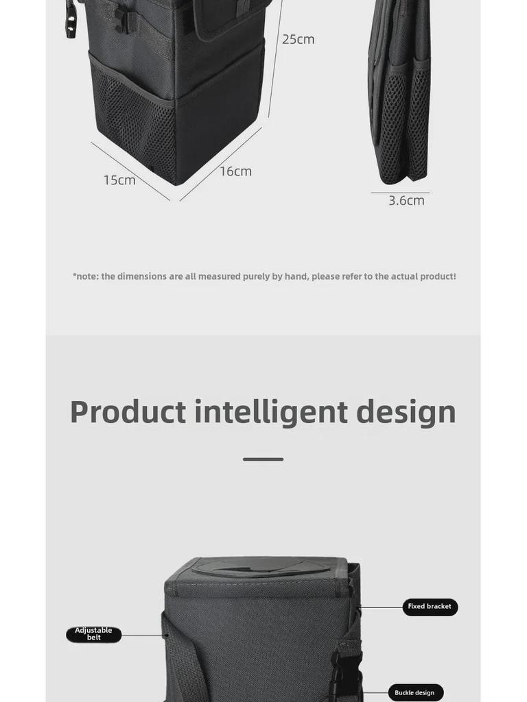 Przenośny Składany Kosz na Śmieci do Montażu w Samochodzie z Wielofunkcyjnym Designem do Zawieszania