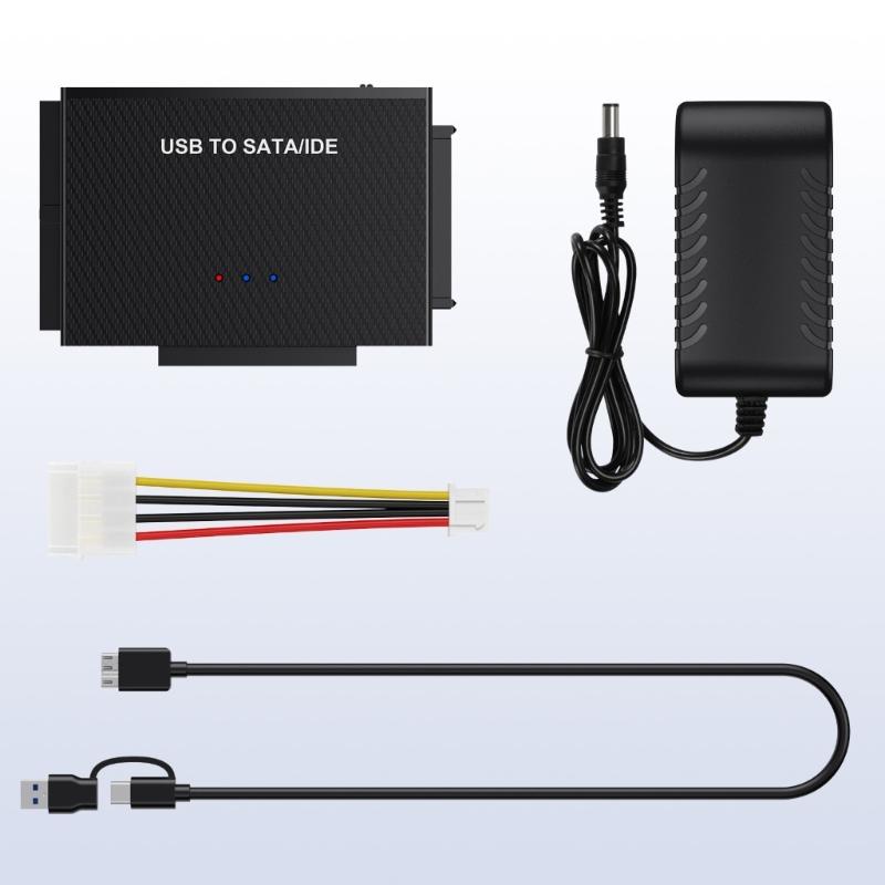 IDE and SATA Adapter,USB3.0 Hard Drive Converter with Power Switching for 2.5 and 3.5 Inch HDDs or SSD DVDRW Drives