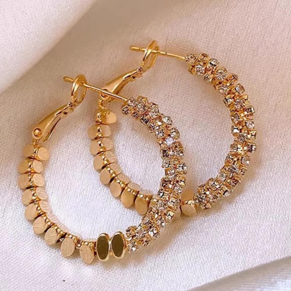 Náušnice kruhy s rozbitým křišťálem – 2 barvy, z Koreje