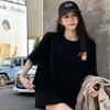 Black cotton short-sleeved t-shirt women's 2025 summer new design loose and thin unique top