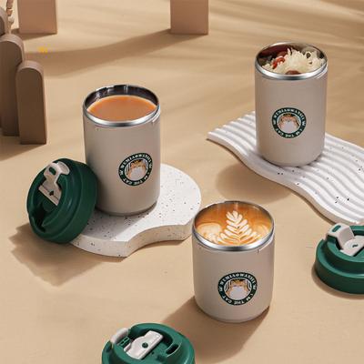380/480ML Kaffekrus i rustfritt stål Dobbeltlags kopp med lokk Vannkopp Tegneseriekrus Gave Temperatur Bærbar Vakuumkolber Kopp