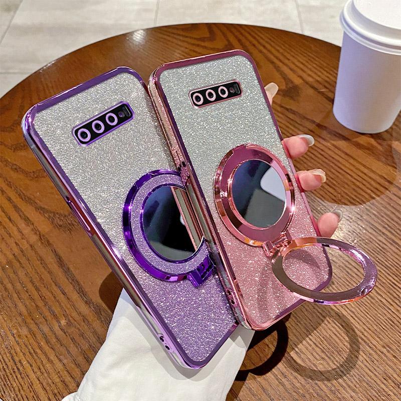 For Samsung Galaxy S8 S9 S10 Luxury Cute 3D Mirror Silicone Phone Case For S10 Plus Glitter Magnetic Stand Shockproof Back Cover