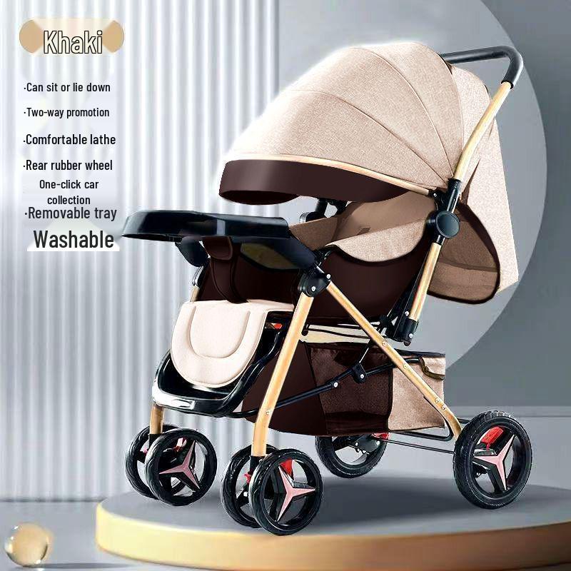 Lightweight Reversible Stroller with Dining Tray - Four-Wheel, Folding, for Infants and Toddlers