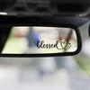 Funny Heart-Shaped Rearview Mirror Sticker - Black Religious Text Self-Adhesive Vinyl Decal, Suitable for Cars, Mugs.