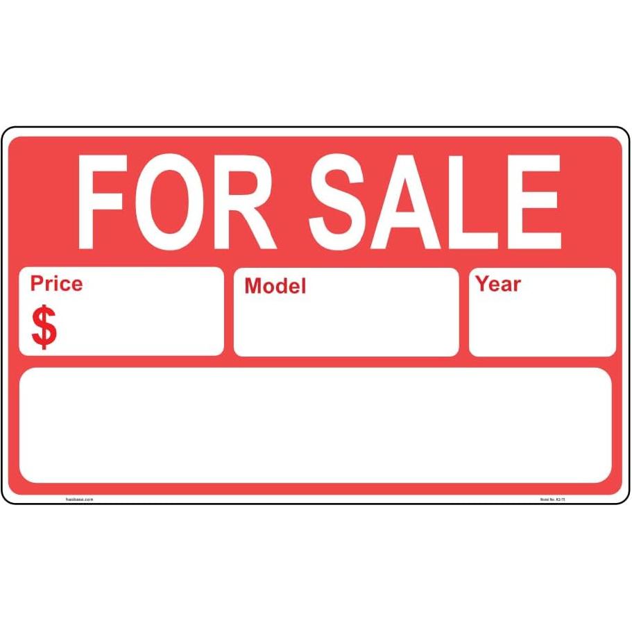 

10 Pcs Car for Sale Sign Sticker - 25 cm x 15 cm - Self Adhesive Vinyl