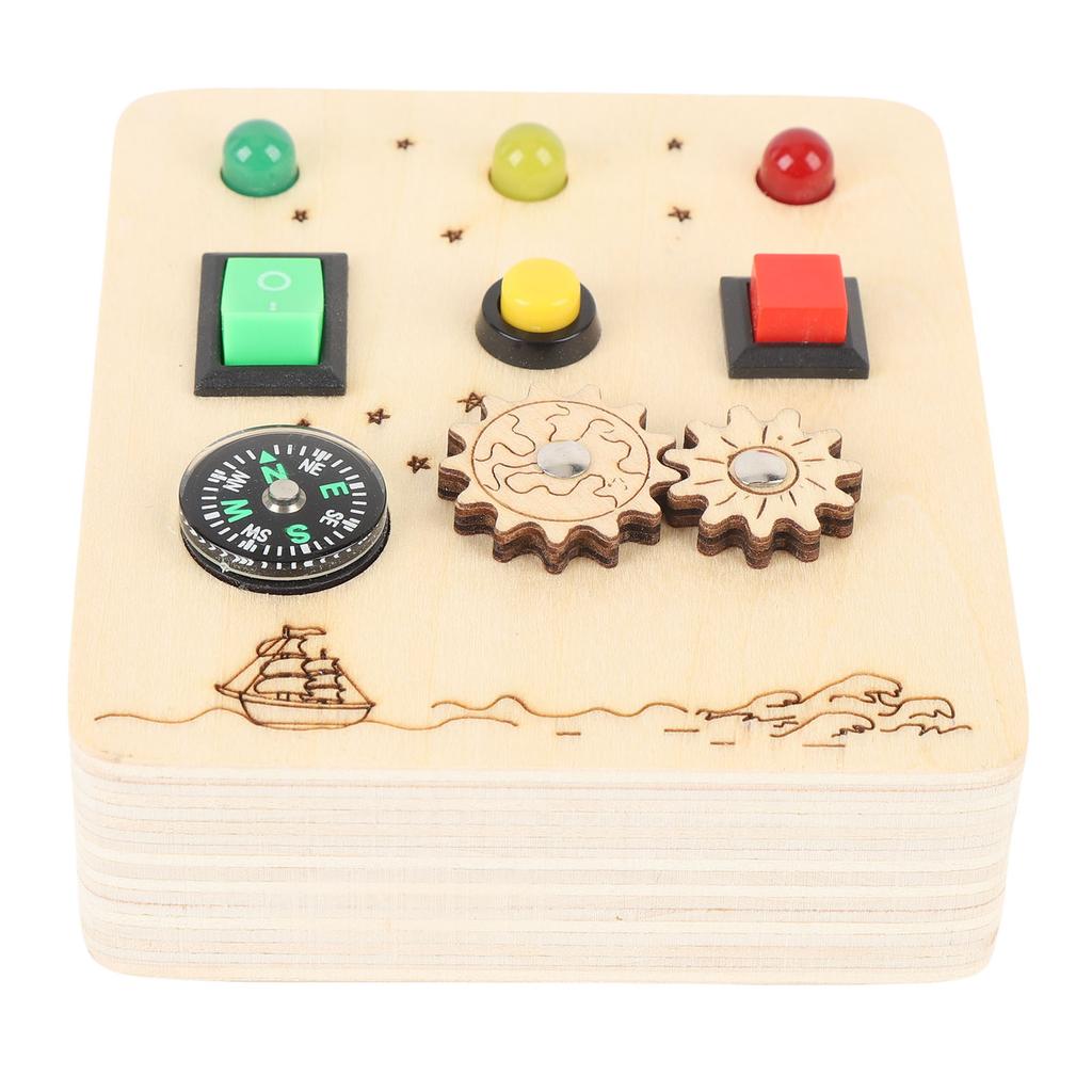 Wooden Sensory Board Switch Toy Red Green Light Switch Board Game Educational Early Learning for