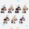 BTS Takım Elbiseli Fotoğraf & Anime Karikatür Çift Akrilik Anahtarlık, Bangtan Boys Gerçek Fotoğraf + Karikatür Figürlü Anahtarlık, ARMY için K-pop İdolü Çanta Süsü