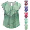 Women's Fashion Printed Short-sleeved Button Round Neck Casual Tops