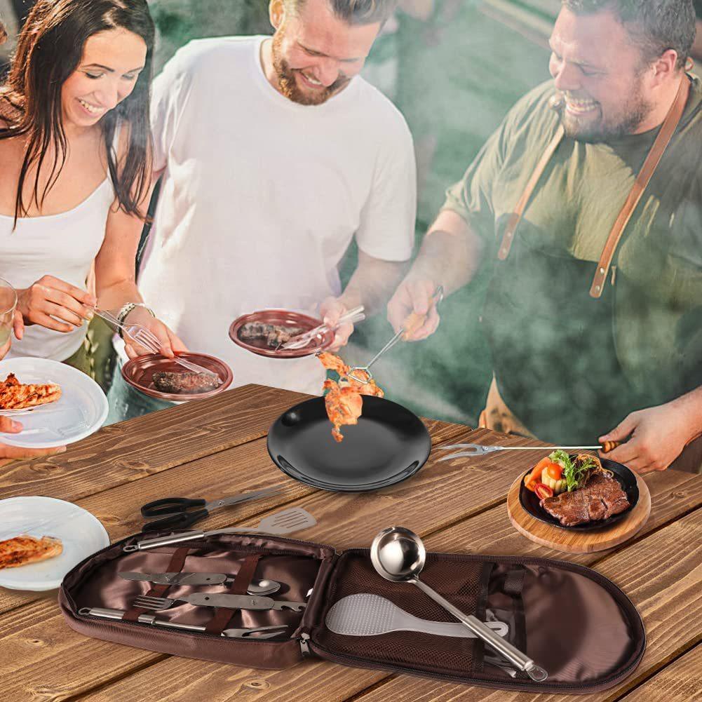 Borsa portaoggetti portatile per utensili da cucina da esterno Borsa portaoggetti per utensili da cucina da campeggio all'aperto Stoviglie Forniture per picnic Contenitore per utensili da campeggio