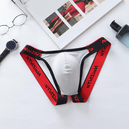 Men Thong Mid-rise U-Convex Breathable Moisture-Wicking Elastic Waist Briefs Moisture-wicking Underwear Daily Wear