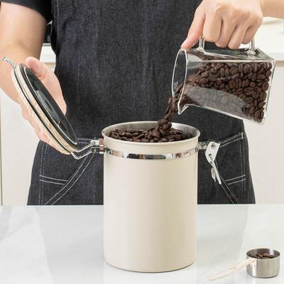 1.8L Tea Dried Fruit Storage Tank Coffee Powder Airtight Tank With Spoon Stainless Steel Coffee Beans Airtight Tank