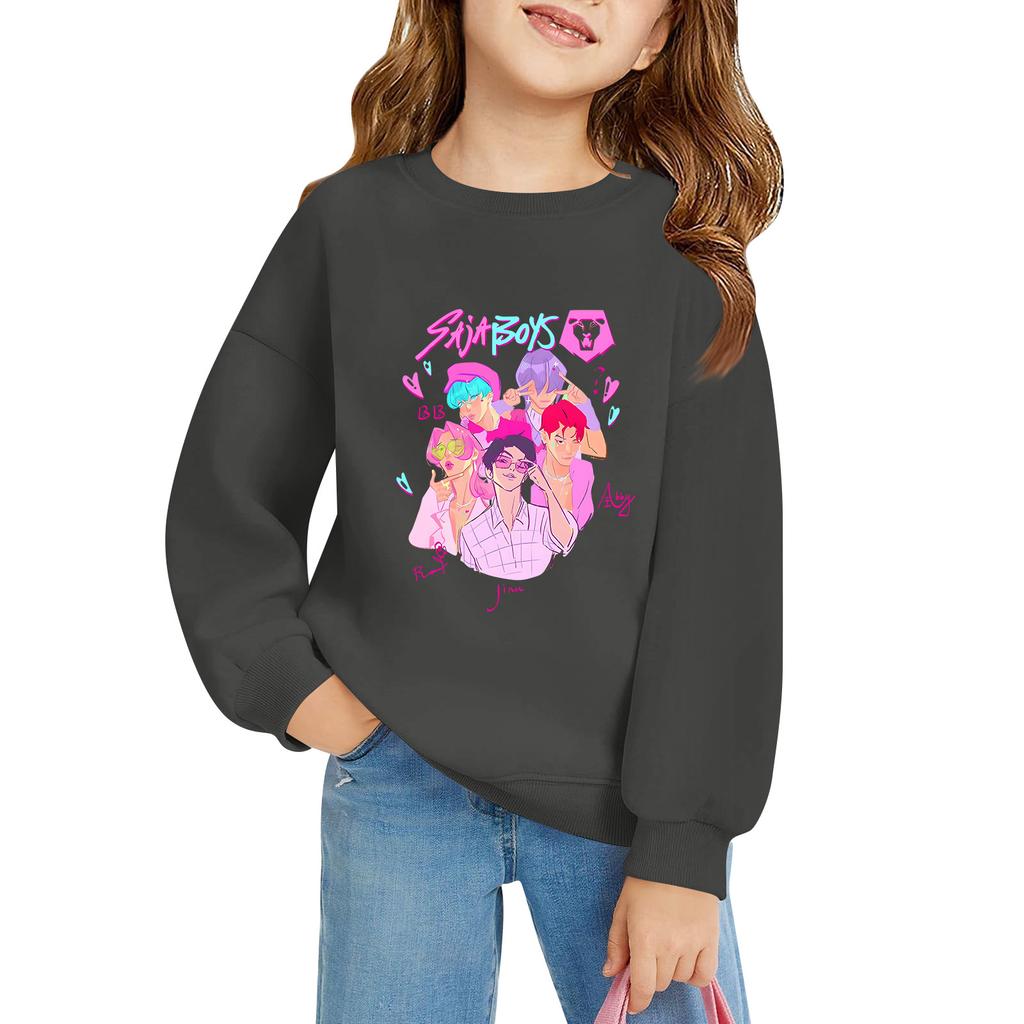 Kids' Long Sleeve Loose Pullover Letter Printed Round Neck Sweatshirt