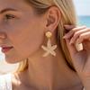 Summer Oversized Personality Sea Star Pendant Earrings Women Elegant French Style Shell Star Beach Vacation Style Ear Jewelry