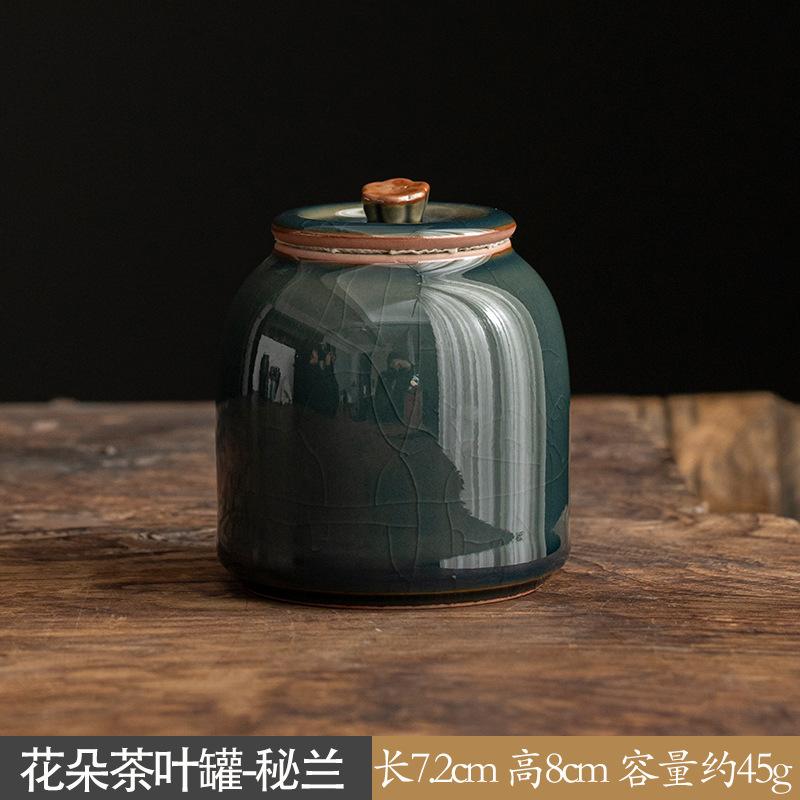 

Portable Travel Tea Canister Household Cracked Ceramic Storage Jar Simple Sealed Candy Jar Food Storage Container Art Decoration