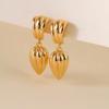 Gold Plated Minimalist Double Layer Water Drop Earrings For Women European Style