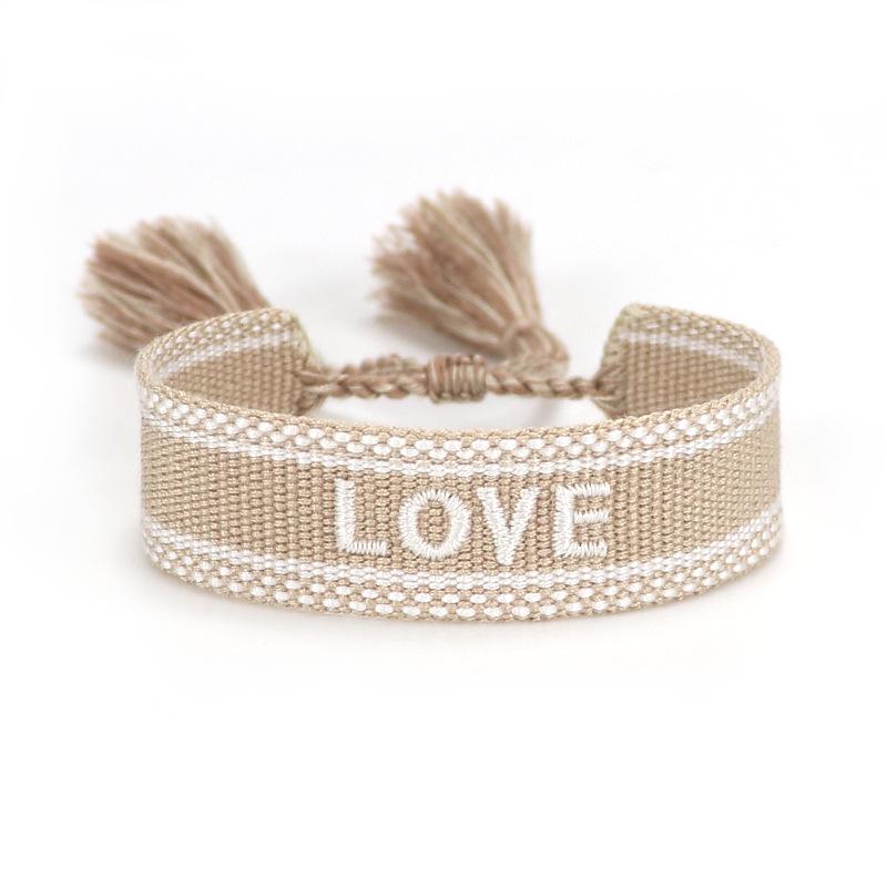 Handmade European Style Embroidered Love Bracelet with Tassels for Girls