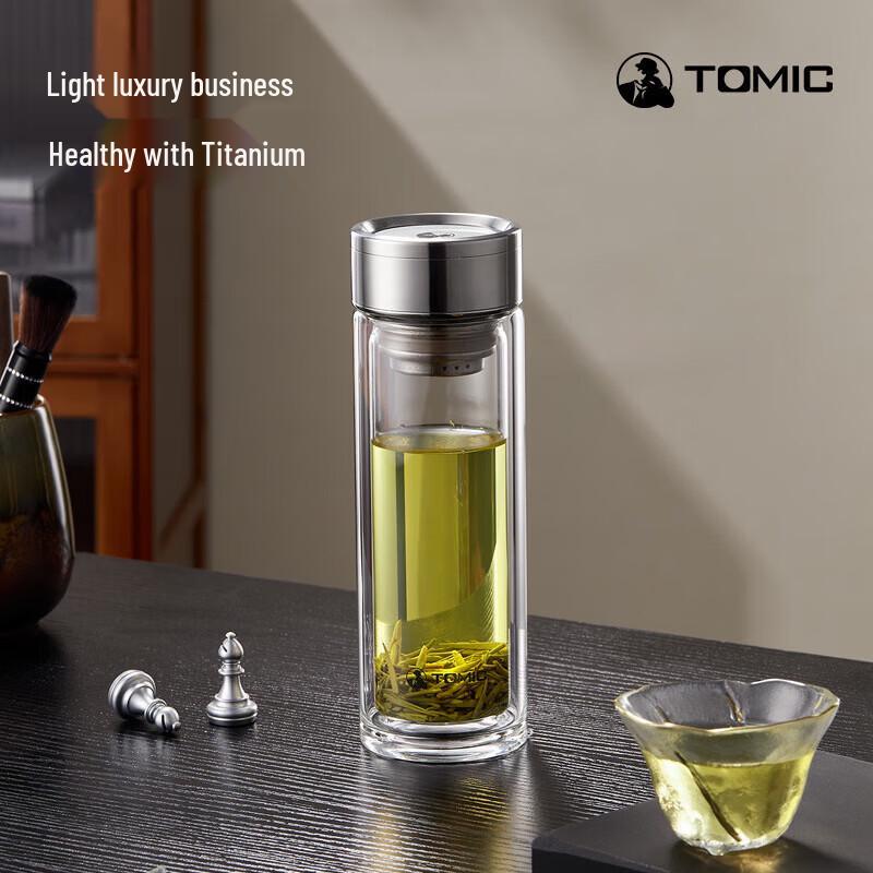 TOMIC Double-Wall Tea Infuser Glass Bottle