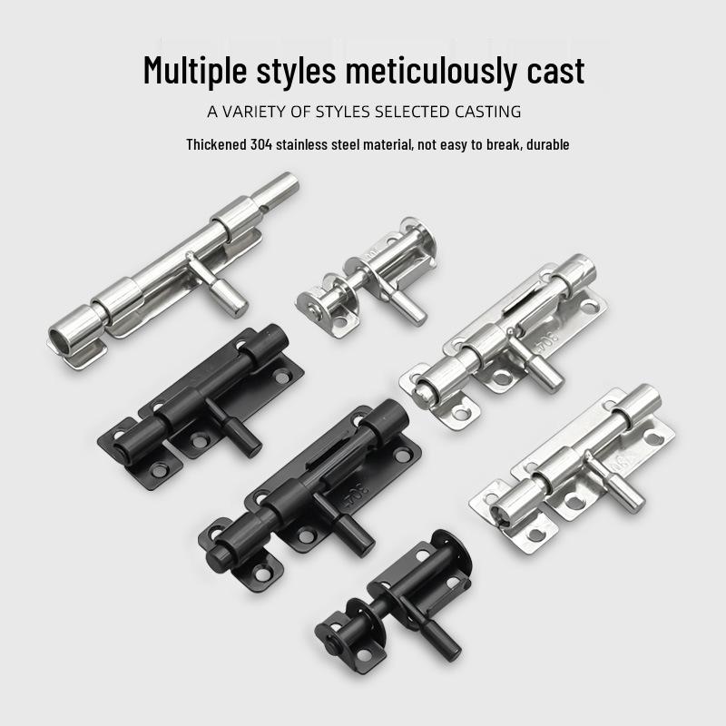 304 Stainless Steel Door Bolt Latch - Anti-theft, Surface Mounted for Wooden Doors and Windows