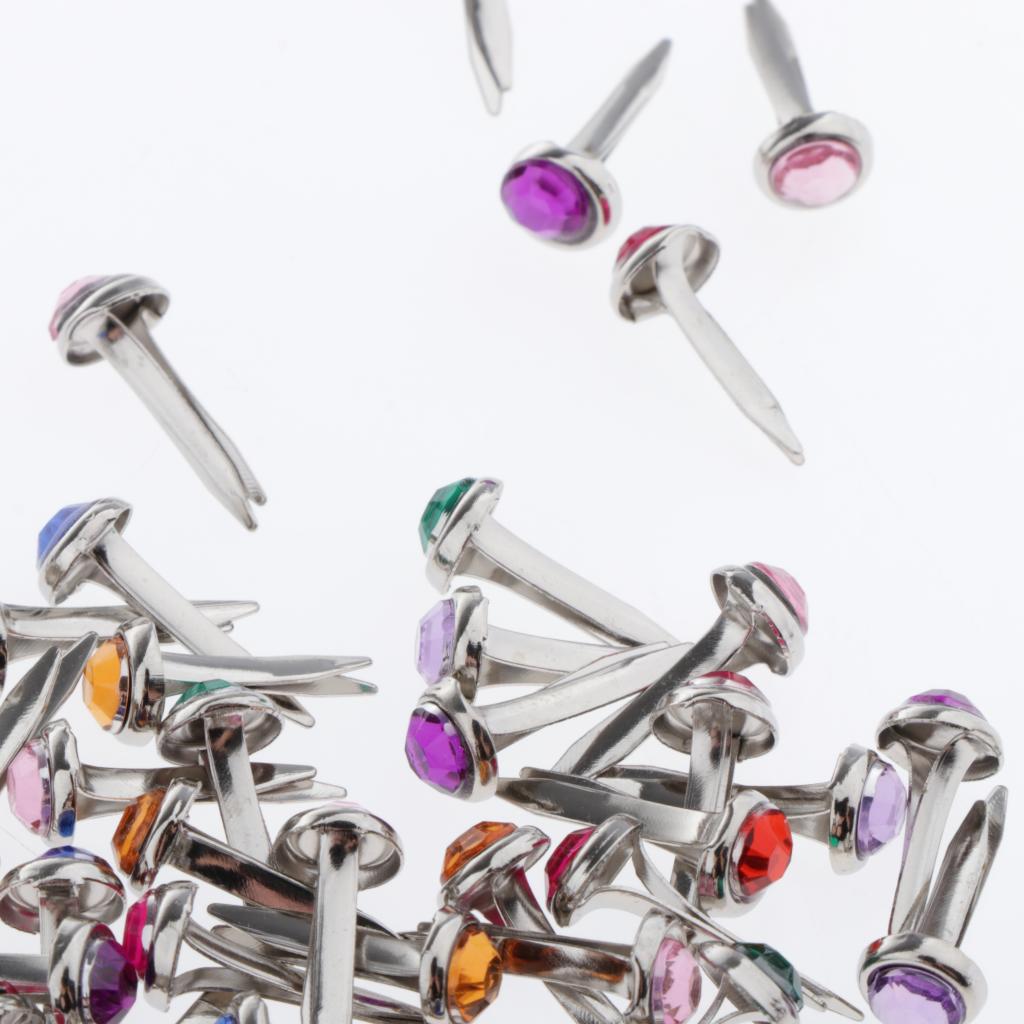 50/100pcs Metal Brads Paper Craft Fasteners 8x15mm 100pcs Golden Round Head